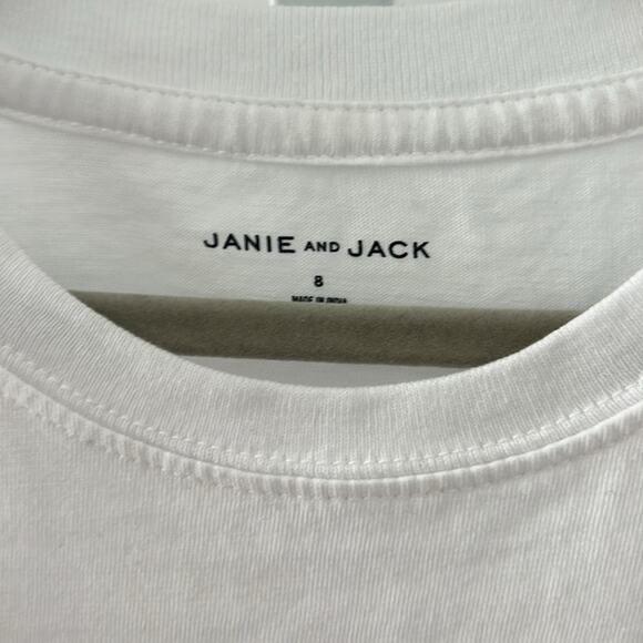 JANIE & JACK white short sleeve t-shirt red blue stripe size 8 - Picture 4 of 7